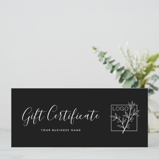 Gift Certificate Logo Script Minimalist Black (スタンド正面)