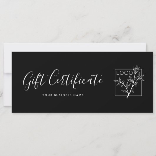 Gift Certificate Logo Script Minimalist Black (正面)
