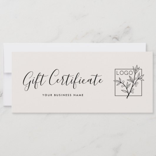 Gift Certificate Logo Script Minimalist Off-White (正面)