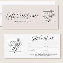 Gift Certificate Logo Script Minimalist Off-White
