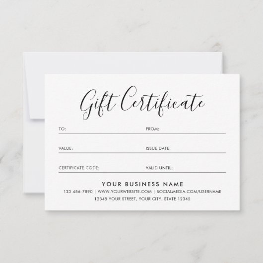 Gift Certificate Script Minimalist Black Card (裏面)