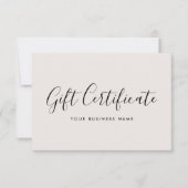 Gift Certificate Script Minimalist Off-White Card (正面)