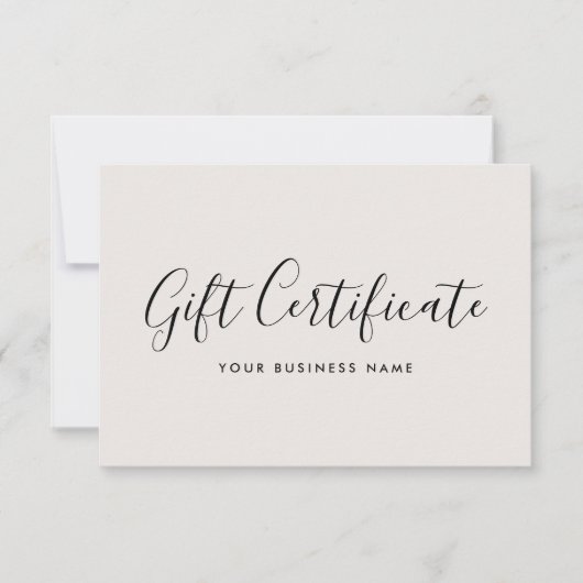 Gift Certificate Script Minimalist Off-White Card (正面)