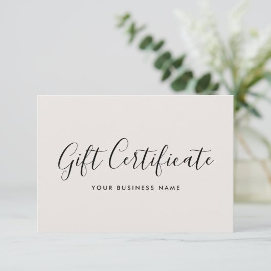 Gift Certificate Script Minimalist Off-White Card (スタンド正面)