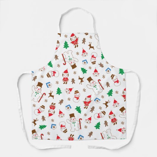 Gift cute Christmas holiday cookie family エプロン (正面)