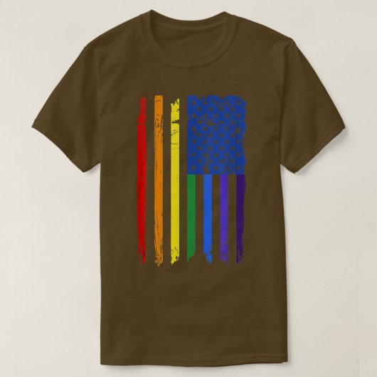 Gift Cute LGBT Pride Rainbow American Flag Gay Pri Tシャツ (デザイン正面)