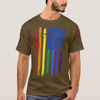 Gift Cute LGBT Pride Rainbow American Flag Gay Pri Tシャツ