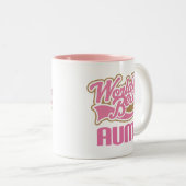 Gift Cute Worlds Best叔母さんのスローガン ツートーンマグカップ (正面右)