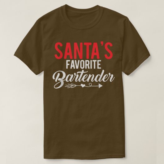 Gift For Bartender Santas Favorite Bartender Tシャツ (デザイン正面)