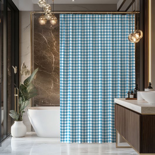 Gift for Dad Navy and Blue Tartan Bath Curtain シャワーカーテン