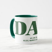 Gift for Dad with Children Names Green Coffee マグカップ (正面左)