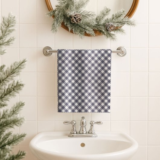 Gift for Guys Navy Tartan Towel for His Bathroom バスタオルセット