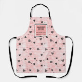 Gift for Her Pink Black Heart Love Valentine Apron エプロン (正面)