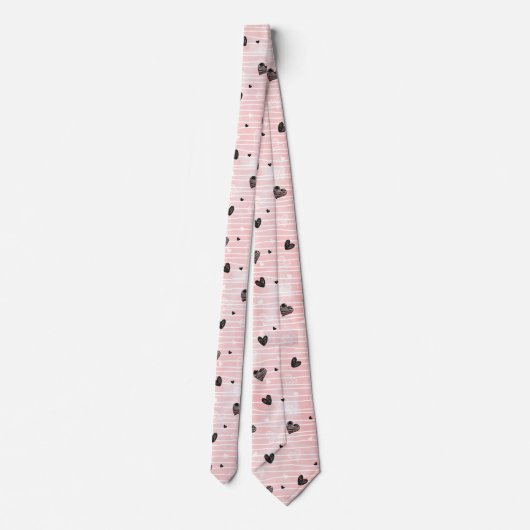 Gift for Him Love Text Hand Drawn Heart Tie ネクタイ (裏面)