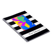Gift For Him Modern Art Custom Name Chic B&W  ノートブック (右側)