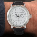 Gift for Husband. 25th Wedding Anniversary Watch 腕時計<br><div class="desc">Gift watch for husband on a wedding anniversary. Special watch with inscription. 25th wedding anniversary gift. Watch has inscription plus the message "With Love". Also the names of each partner. White watch face. Wedding anniversary watch for husband.</div>