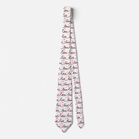 Gift for Man Love Text Pink Black Heart Tie ネクタイ (正面)