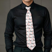 Gift for Man Love Text Pink Black Heart Tie ネクタイ