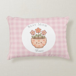 Gift For Mom,Best Mom Ever,Pink Checkered アクセントクッション