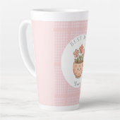 Gift For Mom,Best Mom Ever,Pink Checkered カフェラテマグ (左アングル)