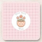 Gift For Mom,Best Mom Ever,Pink Checkered コースター (正面)