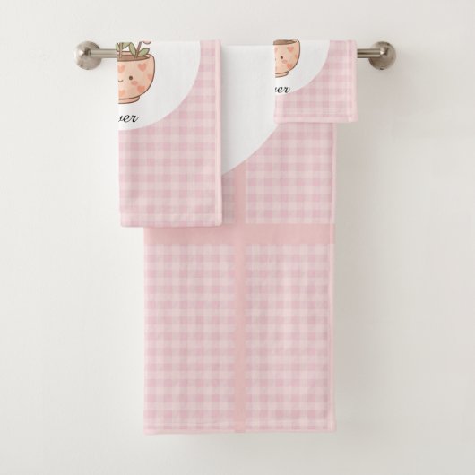 Gift For Mom,Best Mom Ever,Pink Checkered バスタオルセット (インサイチュ)
