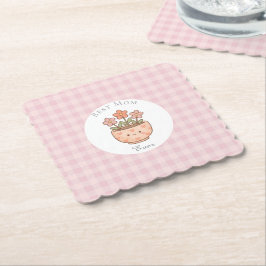 Gift For Mom,Best Mom Ever,Pink Checkered ペーパーコースター