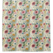 Gift for Mom & Dad Pastel Wildflowers Curtain シャワーカーテン (正面)