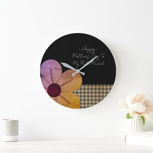 Gift For Mom, Happy Mothers Day,Flower Art ラージ壁時計 (ホーム)