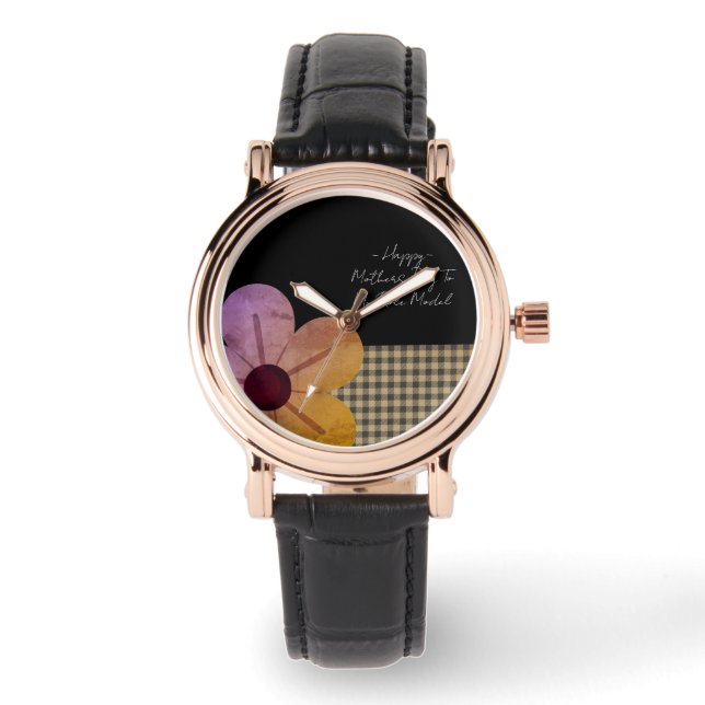 Gift For Mom, Happy Mothers Day,Flower Art 腕時計 (正面)