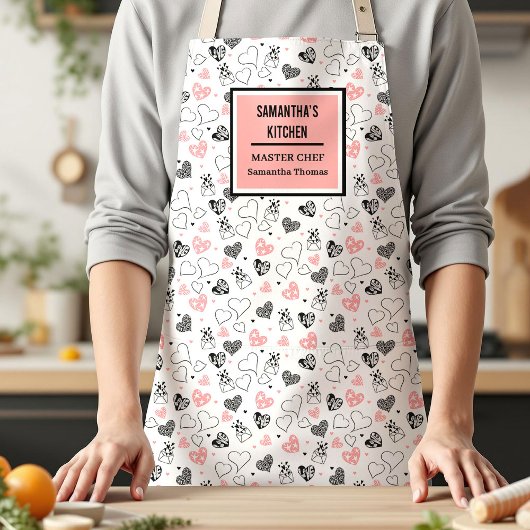 Gift for Wife Love Lettering Heart Sketch Apron エプロン