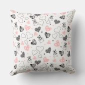 Gift for Wife Valentine Pillow Pink Black Hearts クッション (裏面)