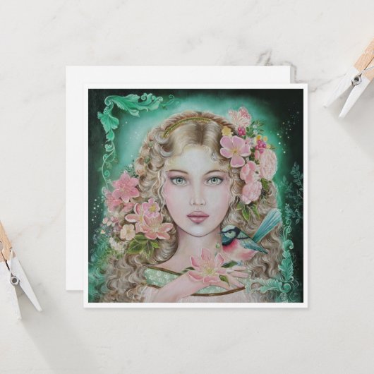 Gift from the fairy wren square greeting card カード (正面/裏面インサイチュ)