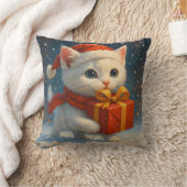 Gift - Holiday - Christmas Kitten Surprise Pillow クッション (ブランケット)