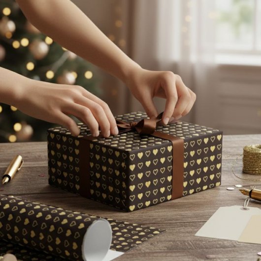 Gift package, wrapping paper with gold foil effect ラッピングペーパー