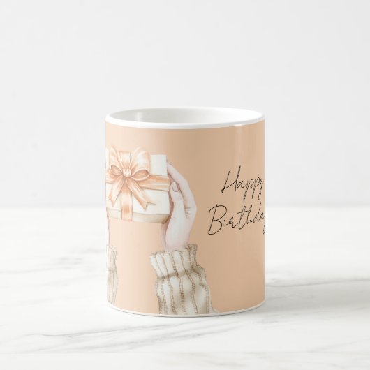 Gift Peach Ribbon Bow コーヒーマグカップ (中央)