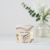 Gift Pink and White Glitter Modern Business card スクエア名刺 (スタンド正面)