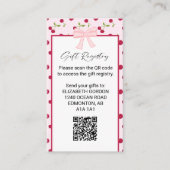Gift Registry Cherry Baby Shower QR Code エンクロージャーカード (正面)