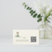  Gift Registry QR Code Cute Golfing Teddy Bear エンクロージャーカード (スタンド正面)