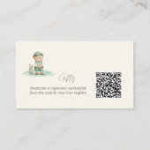  Gift Registry QR Code Cute Golfing Teddy Bear エンクロージャーカード (正面)