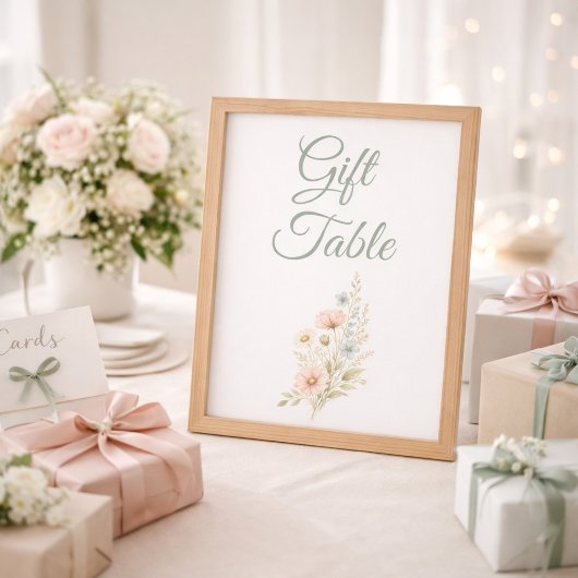 Gift Table Wildflower Bridal Shower Event Sign