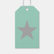 Gift Tags - Teal Background Grey Star
