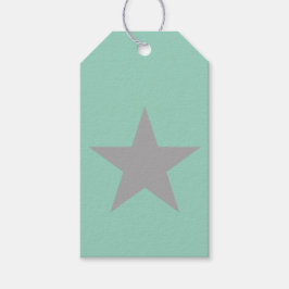 Gift Tags - Teal Background Grey Star ギフトタグ