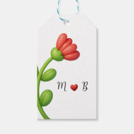 Gift Tags with Red Flower & Heart Monogram ギフトタグ