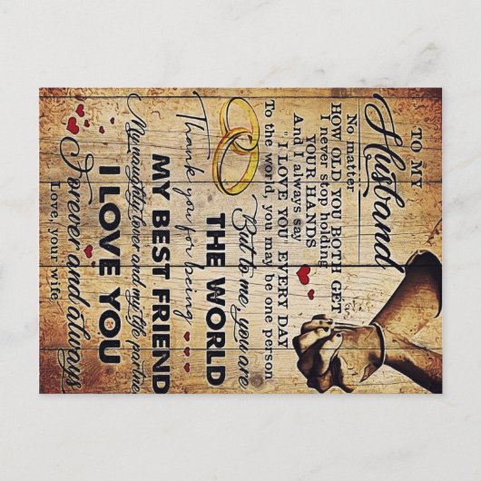 Gift To My Husband, Love Quotes Letter ポストカード (正面)
