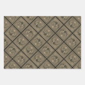 Gift Wrap set of 3 sheets golden Scarabs ラッピングペーパーシート (正面3)
