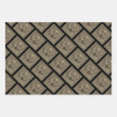 Gift Wrap set of 3 sheets golden Scarabs ラッピングペーパーシート (正面3)