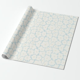Gift Wrap | White Flowers Light Blue Baby ラッピングペーパー