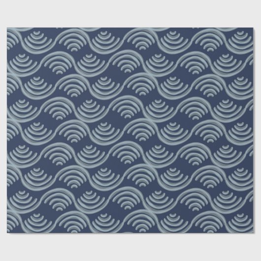 GIFT WRAPPING PAPER BLUE JAPANESE WAVE PATTERN ラッピングペーパー (フラット)