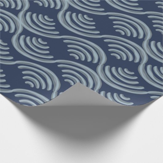 GIFT WRAPPING PAPER BLUE JAPANESE WAVE PATTERN ラッピングペーパー (角)